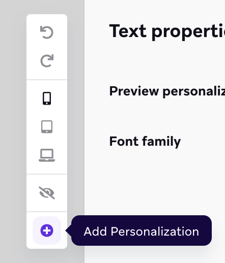 Icon to add Liquid personalization.